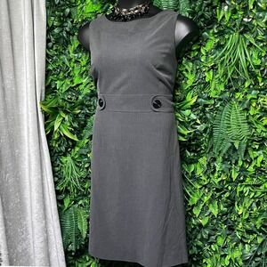 Tahari‎ Arthur S Levine Dress Size 16 Gray Sheath Sleeveless Button Detail 3491